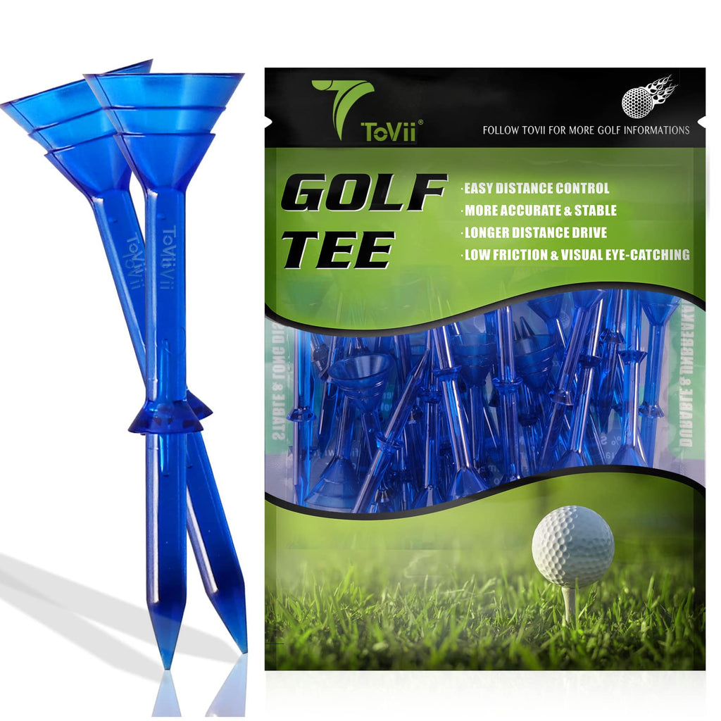 ToVii 3-1/4" Big Cup Plastic Golf Tees 40 Pack｜Excellent Durability and Stability Tees |Golf Plastic Tees Reduced Friction & Side Spin Blue(40*3-1/4") - BeesActive Australia