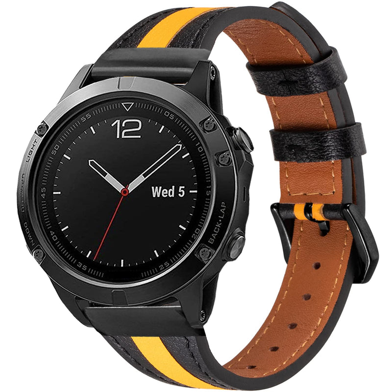 Hepsun Compatible with Garmin Fenix 5X/Fenix 5X Plus/Fenix 6X/Fenix 6X Pro/Fenix 3/Fenix 3 HR/Tactix/Descent MK1/D2 Delta PX/D2 Charlie 26mm Quick Release Watch Bands Genuine Leather Slim Thin Dressy Elegant Watch Straps (Black) Black - BeesActive Australia