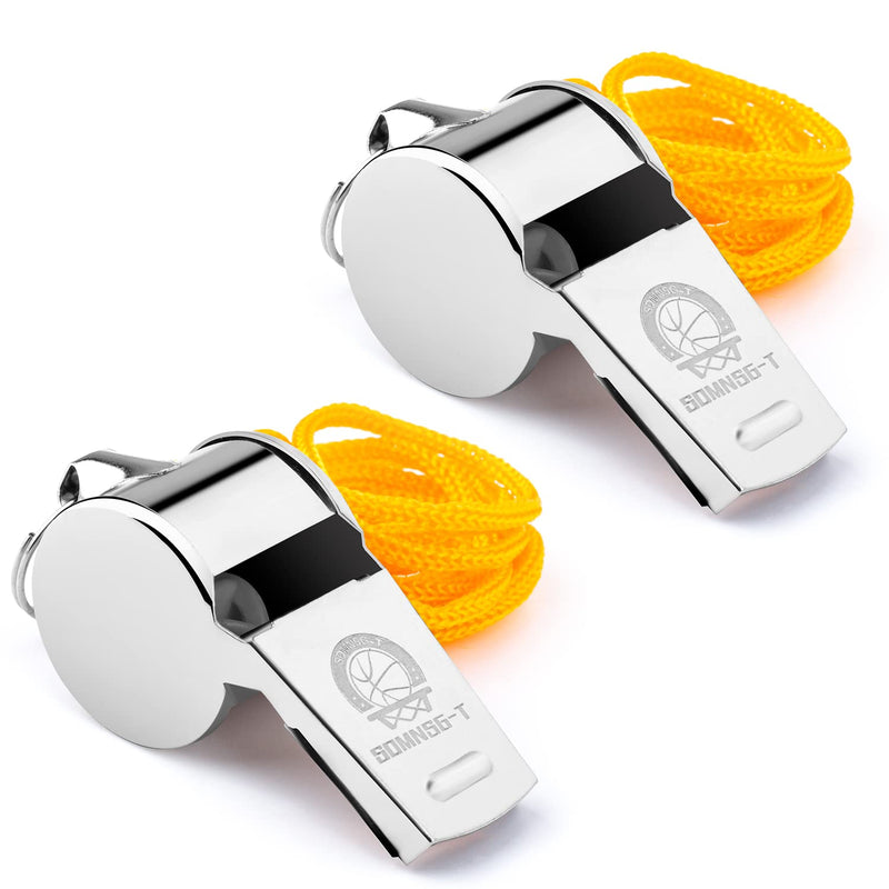 Sdmnsg-T 2 Pack Stainless Steel Sports Coach Whistles with Lanyard, Whistle Lanyard for Football Coaches and Sports,Referees, Loud Crisp Sound Whistle for Kids and Audlt - BeesActive Australia