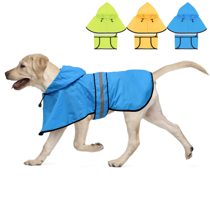 Weesiber Reflective Dog Raincoat - Waterproof Dog Rain Jacket with Hoodie - Lightweight Dog Rain Coat - Adjustable Dog Poncho - Pet Slicker for Small Medium and Large Dogs and Puppy Blue - BeesActive Australia