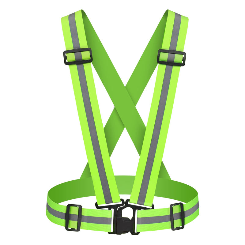 Reflective Vest Straps, Adjustable Elastic Safety Vest Outdoor Reflective Belt High Visibility Ultralight & Comfy for Running Green - BeesActive Australia