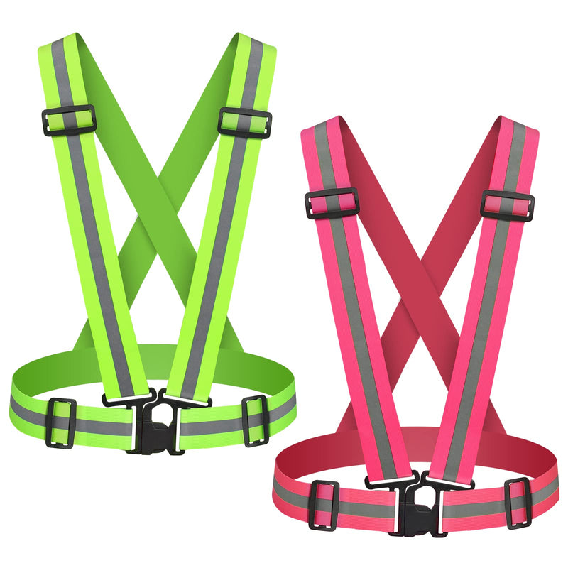 Reflective Vest Straps, Adjustable Elastic Safety Vest Outdoor Reflective Belt High Visibility Ultralight & Comfy for Running Green+Purple - BeesActive Australia