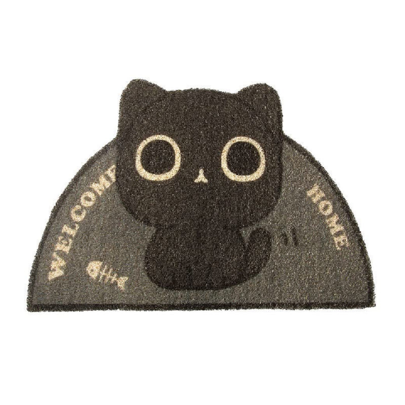 ENFILY 23.6x15in Pet Cats Litter Mat, Water Proof PVC Cute Feeding Mats, Non-Slip Pets Meal Eating Bowl Pad, Easy Clean Washable Pet Accessories Black kitten - BeesActive Australia