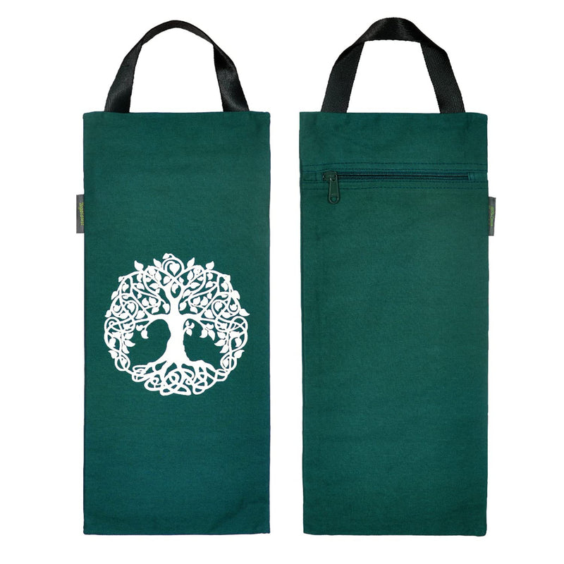 Yoga Sand Bag - Cotton Unfilled for Yoga Weights and Resistance Training, Lotus Design Bottle Green - BeesActive Australia