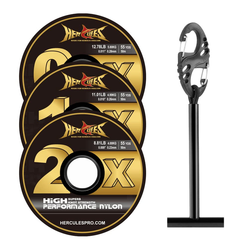 HERCULES Fly Fishing Tippet 3 Pack with Fly Tippet Holder, 55 Yards Clear nylon tippet 3pcs with tippet bar 1X - 11.01LB - 55YDS - BeesActive Australia