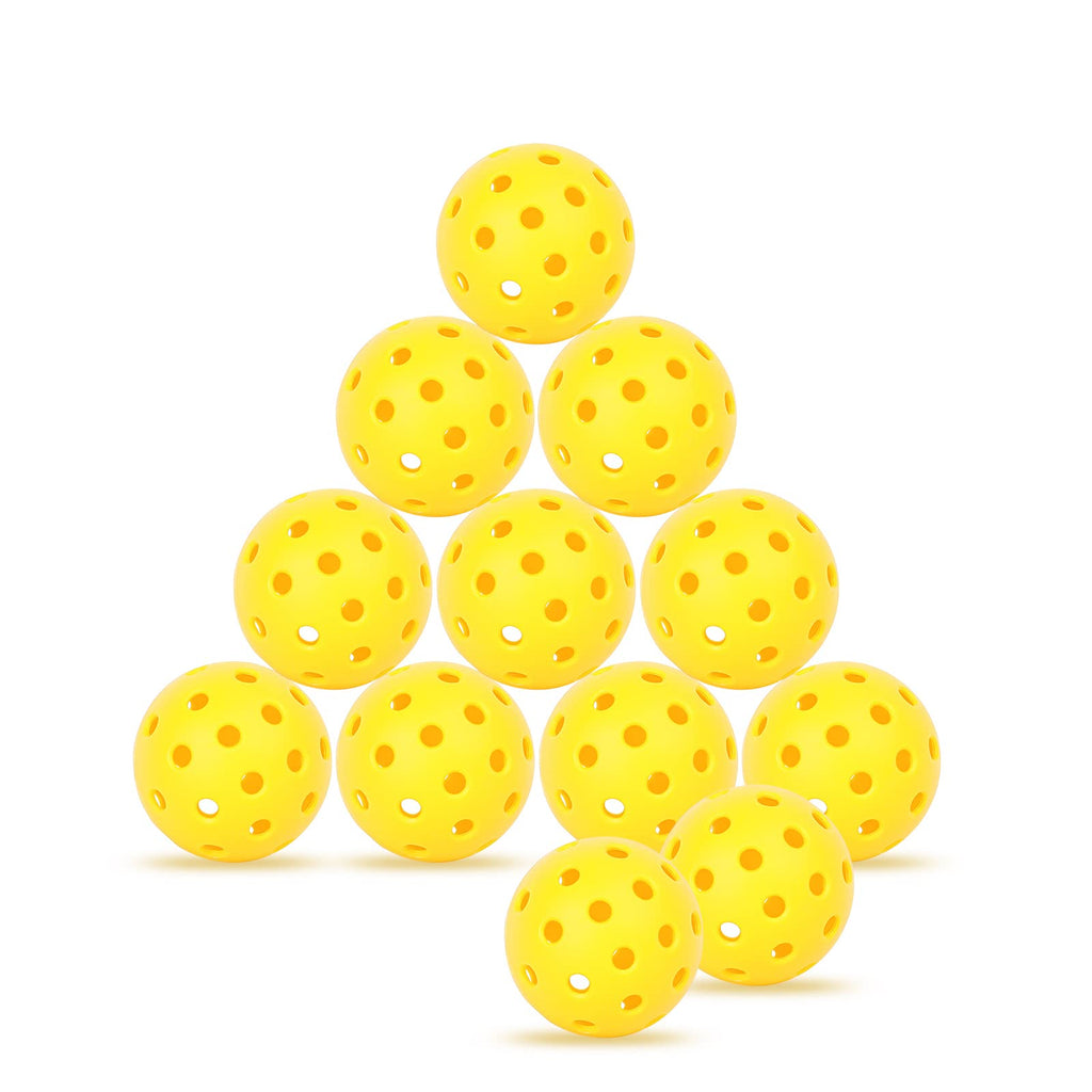 EJEAS Pickleball Balls | 40 Holes Outdoor Pickleballs | High Elasticity Pure Yellow Pickleball Accessories Set (6/12/16-Pack) - BeesActive Australia