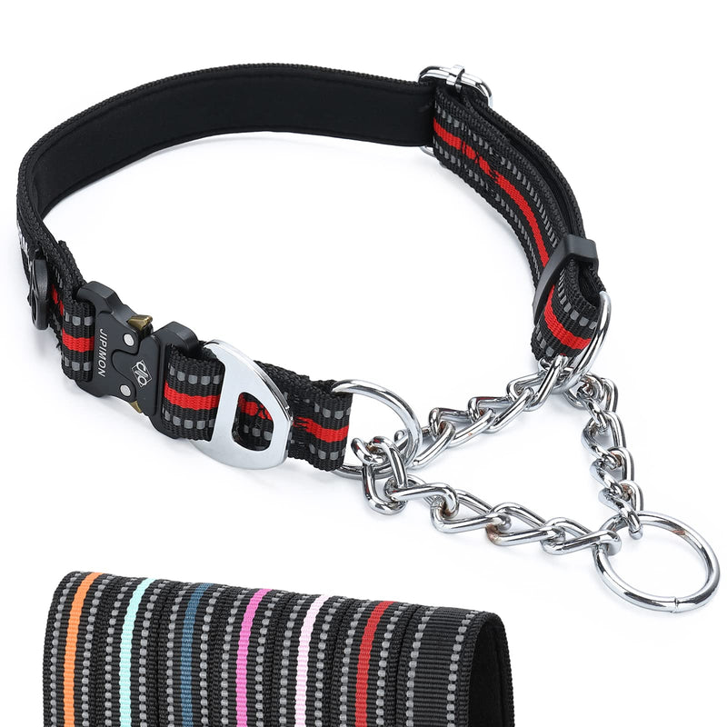 JIPIMON Dog Collar Martingale with Alloy Buckle Reflective Stainless Steel Chain Safety Adjustable Dog Training Collar for Small Medium Large Dogs… Red - BeesActive Australia