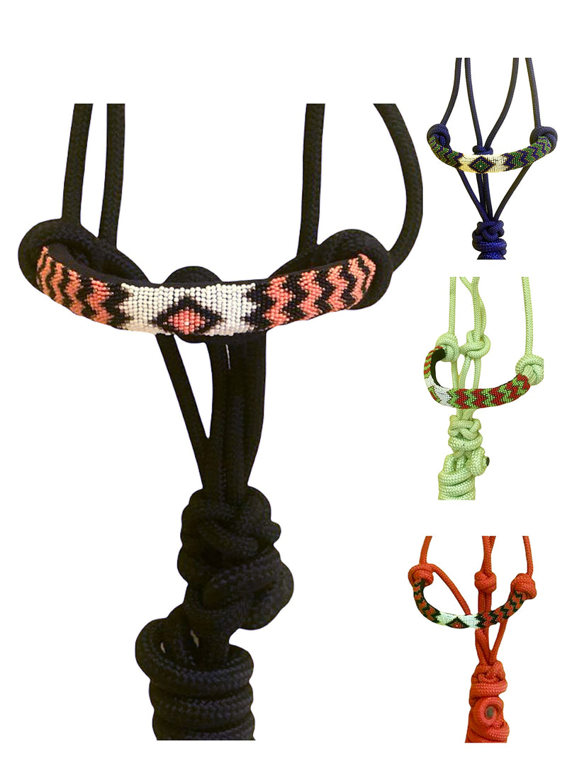 Majestic Ally Padded Beaded Nose Braided Rope Halter with 10' Matching Lead - Full - BeesActive Australia