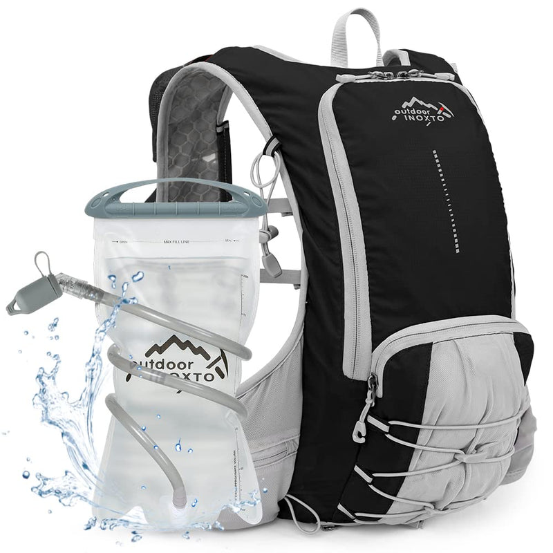 INOXTO Hydration Pack Backpack ，Water Backpack with 2L Leakproof Water Bladder, Running Hydration Vest for Man, Daypack for Cycling Motocross Climbing Trail Running Gray - BeesActive Australia