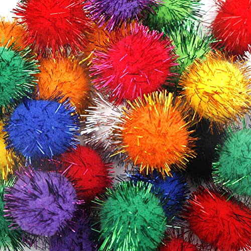 Youngever 30 Pack 1 Inch Cat Sparkle Balls, Cat Glitter Balls, Pom Pom Balls, Interactive Ball Toys for Cat, Kitten, Puppy - BeesActive Australia