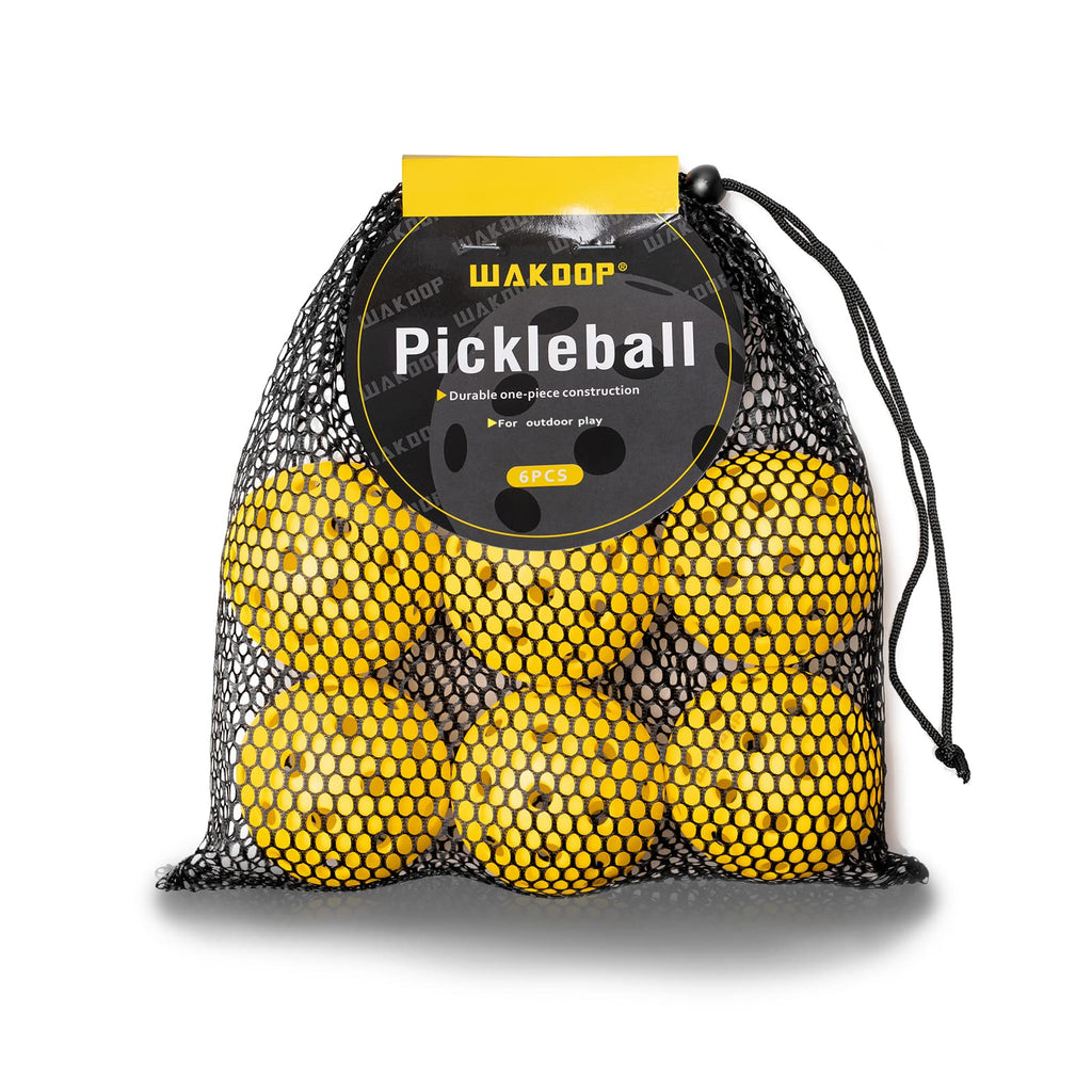 Pickleball Balls Set, Durable, Nice Bounce, High Visibility Pickle Ball with Mesh Balls Bag for Outdoor and Indoor Courts, 6 Pack 40 Holes/Yellow - BeesActive Australia
