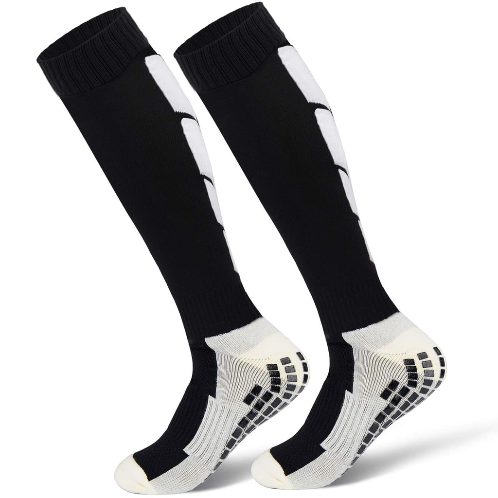Grip Socks, Soccer Socks Silicone Sole Knee High Athletic Socks, Non Slip Socks Grip Socks for Women Men Anti Slip Socks X-Large Black&white - BeesActive Australia