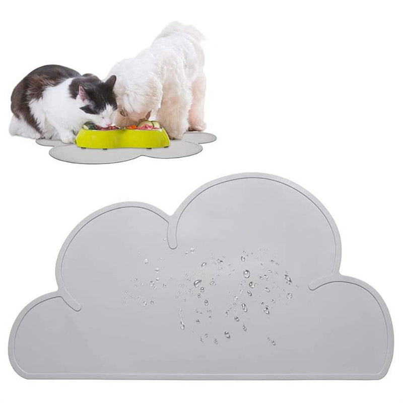 Silicone Dog Cat Bowl Mat, Waterproof Slip Resistant Silicone Pet Feeding Mat with High Lips, Cats and Dogs Food Placemat Tray, Raised Edges to Prevent Water Spills on Floors, Dishwasher Safe Grey - BeesActive Australia