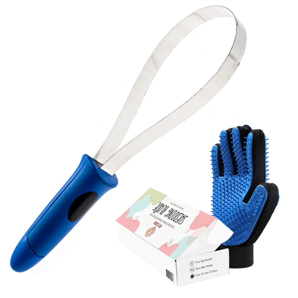 Deshedding Brush Set for Dog, Cat, Horses - Professional Pet Grooming Comb Kit - Dual-sided Stainless Steel Shedding Blade Tool For All Dogs With Pets Hair & Fur Remover Mitten Glove - BeesActive Australia