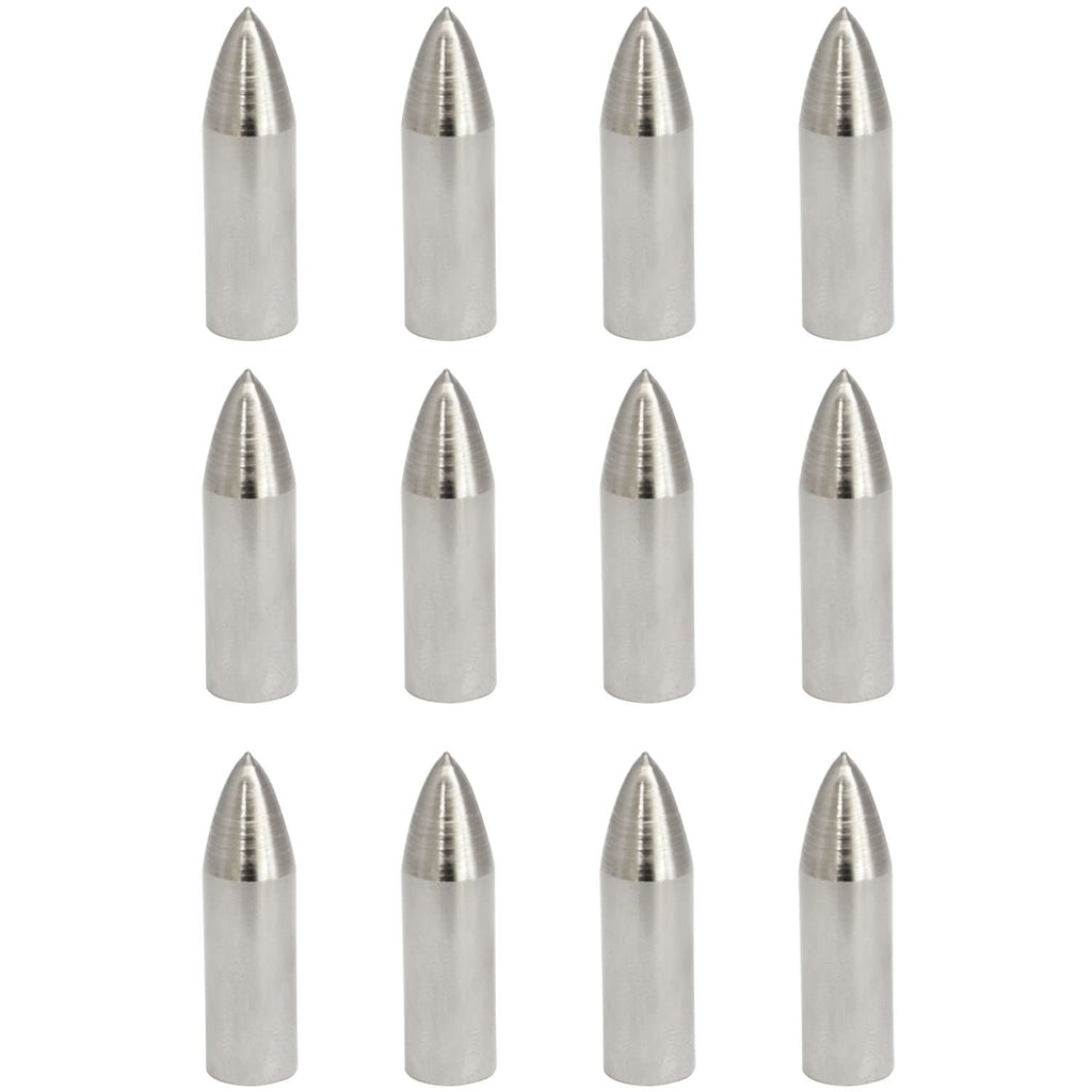 ZYAMY 12pcs Field Tips Target Point Arrowhead Arrow Heads 100 Grain Glue on Target Stainless Steel Arrow Points Wood Arrow Tips for ID 8mm Arrow Archery Accessories, Silver - BeesActive Australia