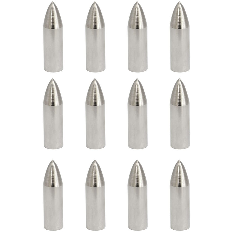 ZYAMY 12pcs Field Tips Target Point Arrowhead Arrow Heads 100 Grain Glue on Target Stainless Steel Arrow Points Wood Arrow Tips for ID 8mm Arrow Archery Accessories, Silver - BeesActive Australia