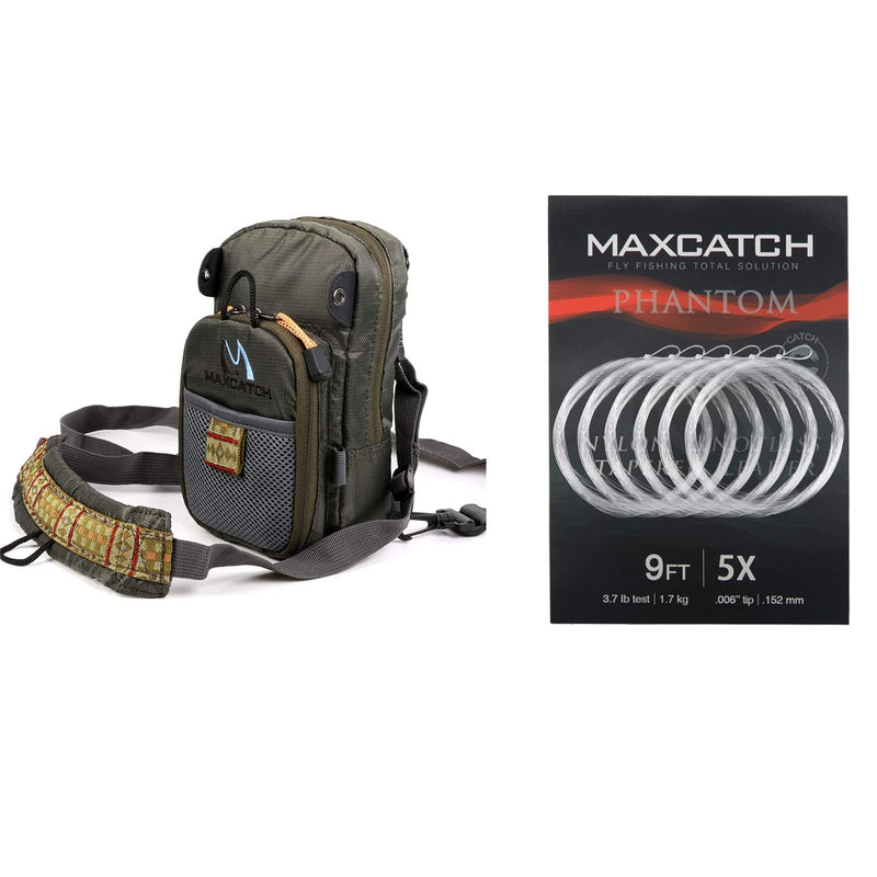 M MAXIMUMCATCH Maxcatch Fly Fishing Chest Pack+ Fly Fishing Tapered Leader with Pre-Tied Loop 9ft 5X, 6pcs - BeesActive Australia