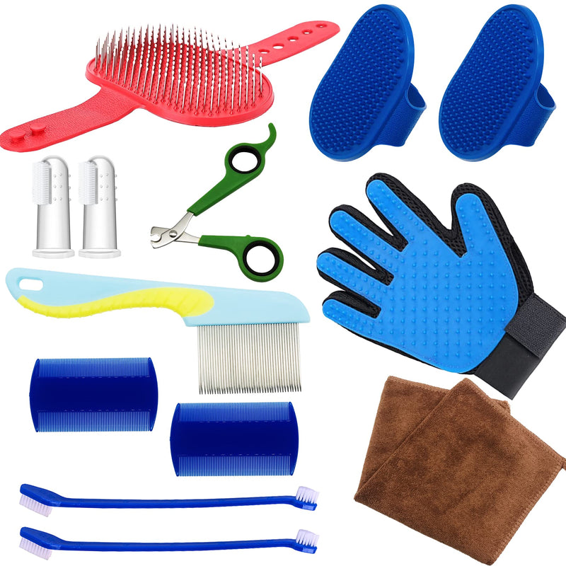 Allazone 13 PCS Small Animal Grooming Supplie, Nail Clipper and Trimmer, Pet Hair Remover Comb, Small Animal Massage Brush Double-Sided Comb and Toothbrush for Dog Bunny Rabbit Hamster - BeesActive Australia