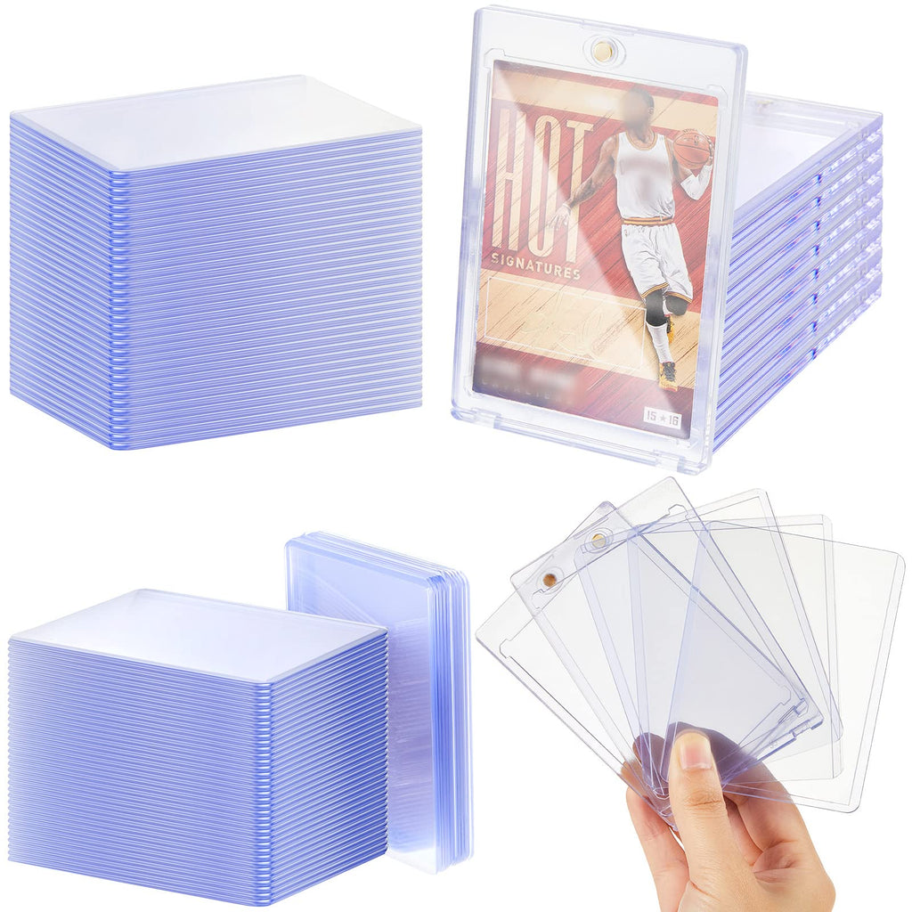 100 Pieces Hard Card Sleeves PVC Trading Card Holder and 10 Magnetic Card Holders 35PT, PVC Card Holder, One Touch Card Holder Baseball Card Holder, for Sports Cards, Trading Card Game Card - BeesActive Australia