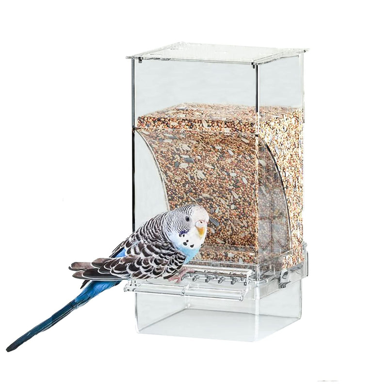Parrot Automatic Feeder No Mess Bird Feeder Food Container Feeding Station Foraging Cage Accessories Acrylic Suitable for Parrot Cockatoo Canary Love Bird Transparent - BeesActive Australia
