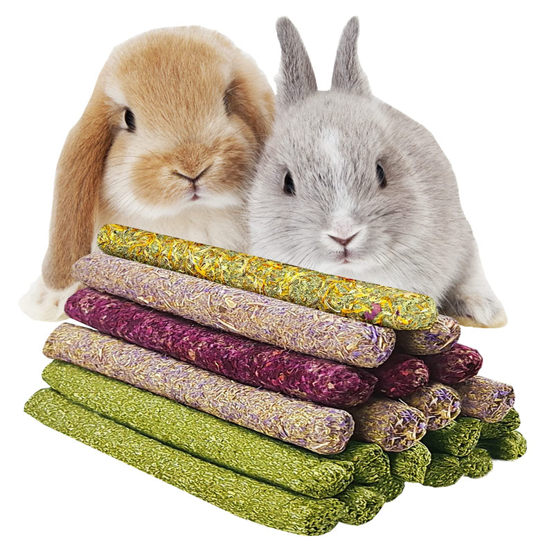 Timothy Hay Sticks,30PCS 4 Different Flowers Flavored Rabbit Chew Toys,Natural Treats and Chews for Bunny Guinea Pigs Chinchillas Gerbils - BeesActive Australia