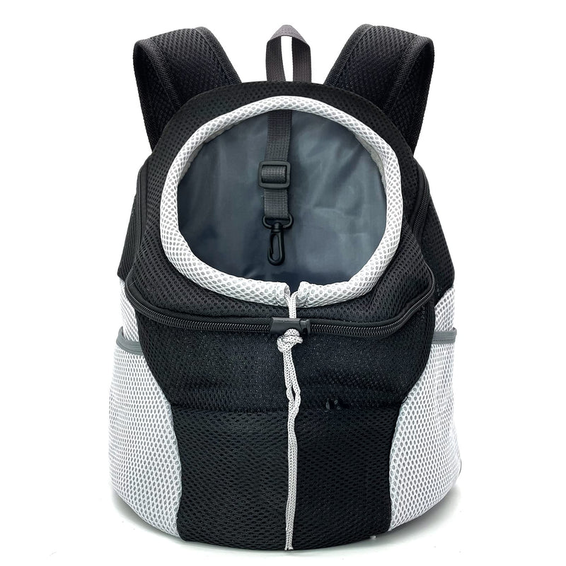Fhiny Dog Carrier Backpack, Comfortable Doggy Front Backpack Pet Puppy Carrier Travel Pack with Breathable Head Out Design and Padded Shoulder for Walking Biking Hiking Camping Outdoor Small Black - BeesActive Australia
