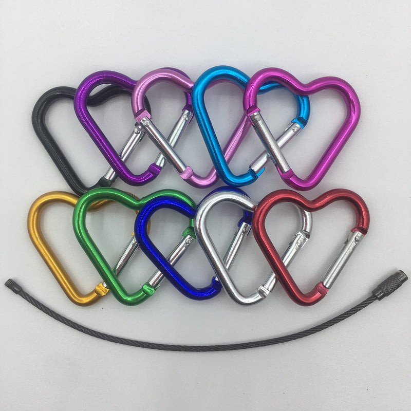 Baby Flower 10-Color Heart-Shaped Aluminum Alloy Keychain Clip Hook Clip Hook Clasp Aluminum Alloy Heart-Shaped Hook Clip Hook Clip Keychain (10 pcs) - BeesActive Australia