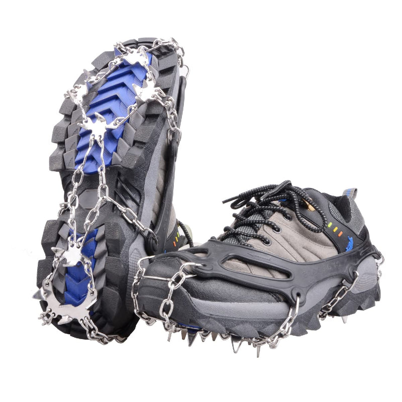TRIWONDER Ice Grips 10 Teeth Anti-slip Shoe/Boot Ice Traction Slip-on Snow Ice Spikes Crampons Cleats Stretch footwear traction Medium Black - 19 Spikes - BeesActive Australia