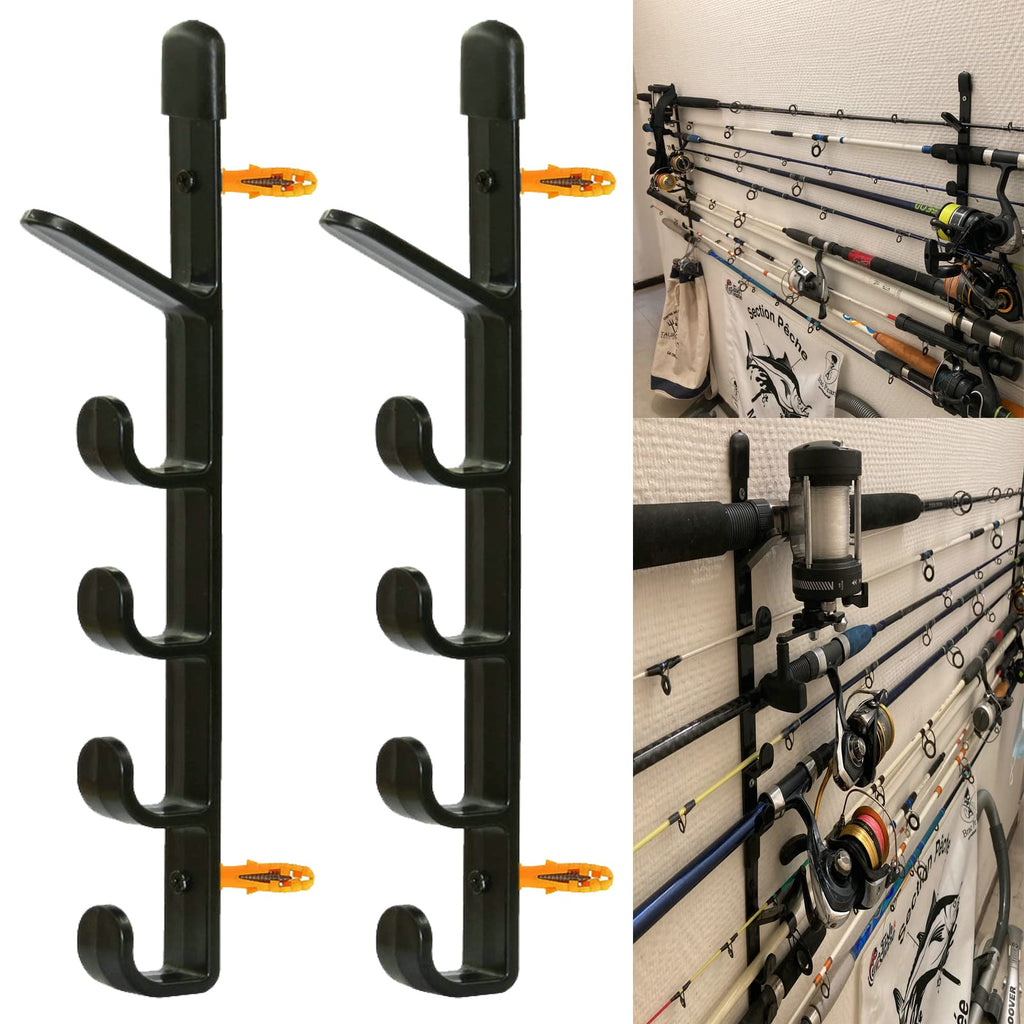 1Pair Fishing Rod Storage Rack, Horizontal Wall Mount Fishing Pole Holder Storage Organizer for Garage & Cabin & Basement - Holds up to 5 Rod - Easy to Install . Hardware included. - BeesActive Australia