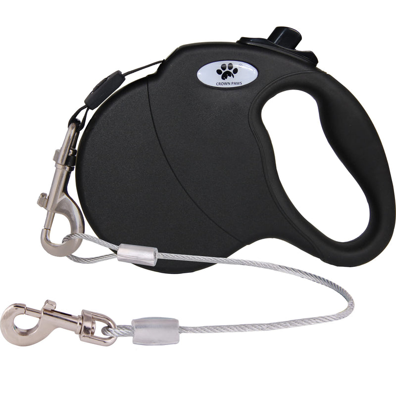 CROWN PAWS 16ft Retractable Dog Leash for Large Breed Dogs up to 110 lbs with a Detachable Chew Proof Extender Wire Ropes Black - BeesActive Australia