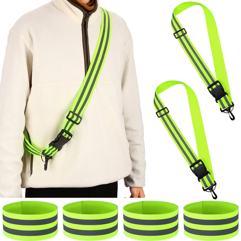 2 Pcs Reflective Sash with 4 Bands, Adjustable High Visibility Belt Safety Strap and Band for Wrist, Arm, Ankle, Leg, Substitute for Reflective Vest, Reflective Running Gear for Night Walking Cycling - BeesActive Australia