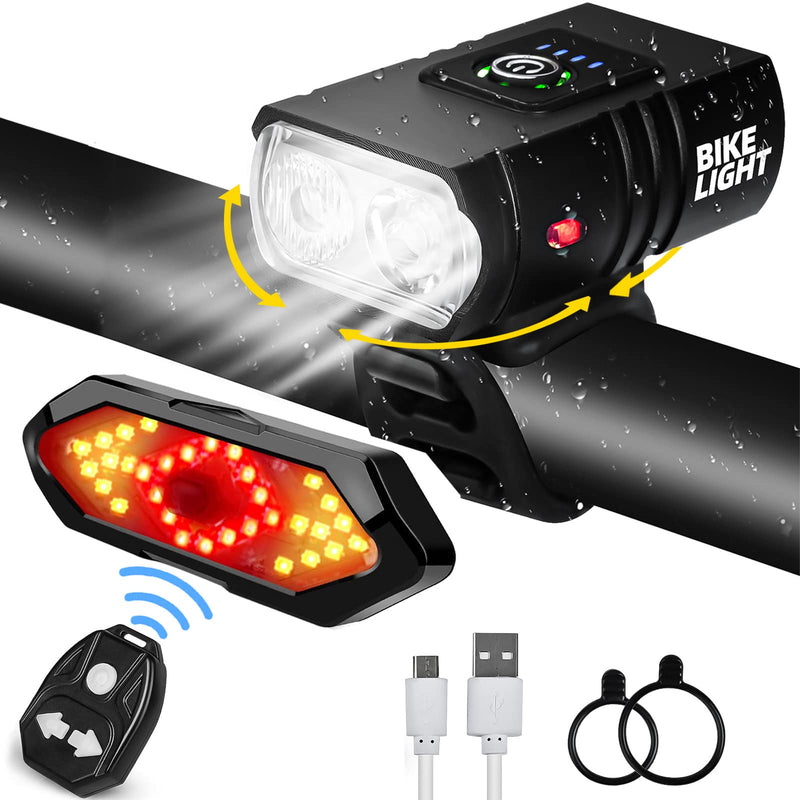 Bike Lights Set, USB Rechargeable Bicycle Light Front & Back, 1000 Lumen Bicycle Headlight and Rear Taillight with Turn Signal & Horn, Waterproof and 5+6 Lighting Modes for Night Cycling Road Mountain - BeesActive Australia