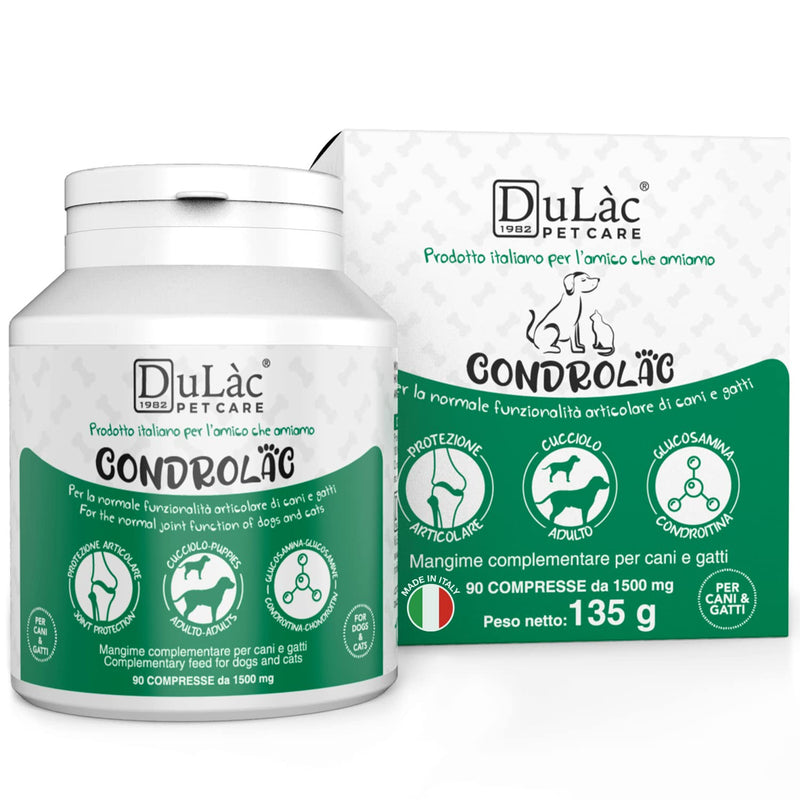 CONDROLAC Glucosamine Chondroitin for Dogs and Cats, High Dosage - Dog Joint Supplement Made in Italy, 90 Chewable and Divisible Tablets for Puppies, Adults and Senior - Dulàc Pet Care - BeesActive Australia