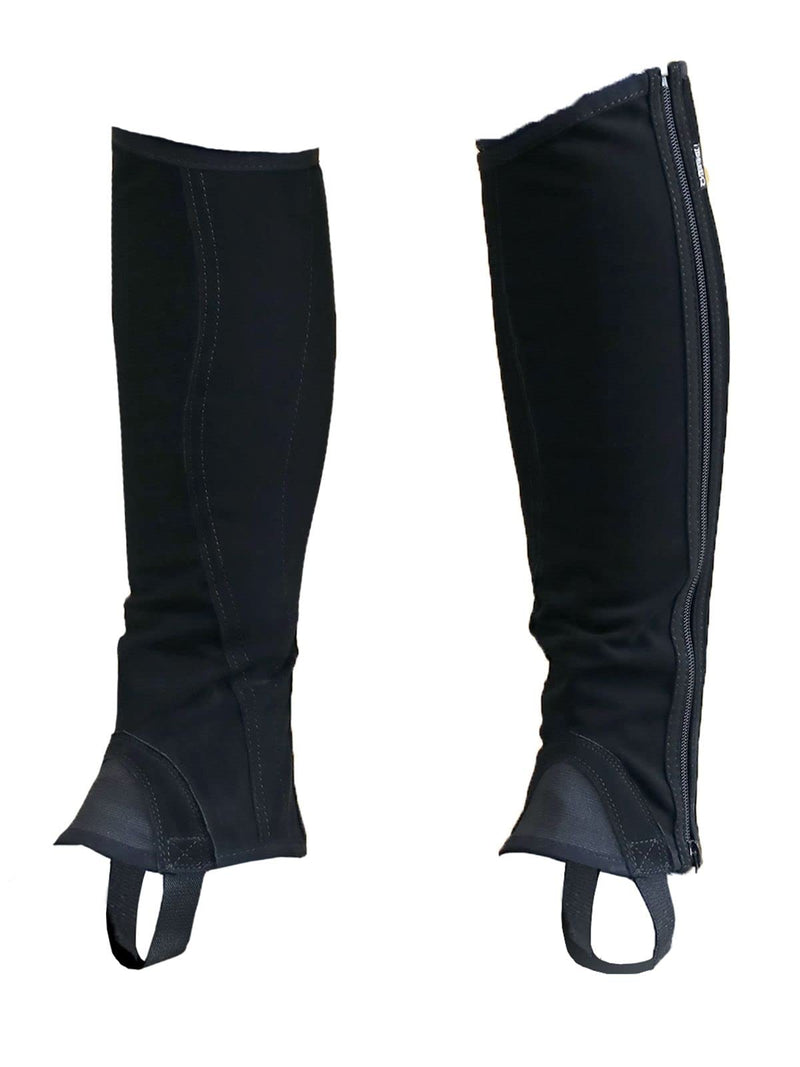 One Stop Equine Shop BasEQ Mia Half Chaps for Children Equestrian Riding Gear Synthetic Nubuck Childrens Chaps Black Large - BeesActive Australia
