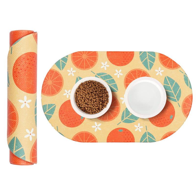 HACHIKITTY Cat Food Mat Dog Feeding Mat for Floor Pet Feeding Mat Waterproof Dog Water Mat Dog Bowl Mats for Food Water Orange - BeesActive Australia