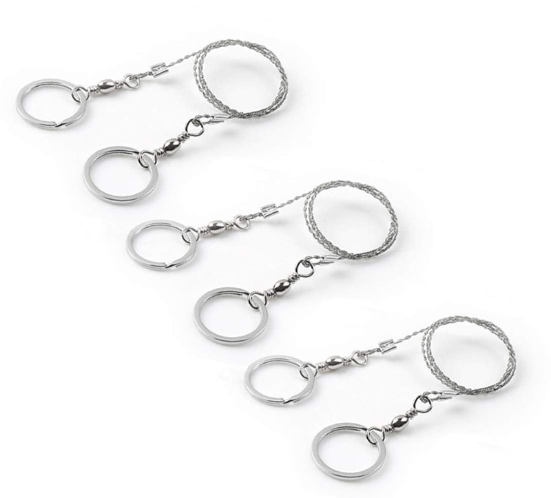 Survival Wire Saw Outdoor Emergency Mini Hand Pocket Stainless Steel Saws for Backpacking Gear, Camping, Hunting, Hiking, Trees Cutting (Silver Metal handle 3 Pack) Silver Metal handle 3 Pack - BeesActive Australia