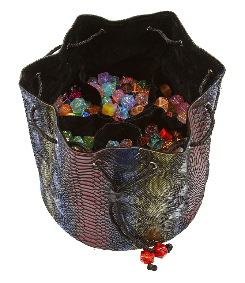 Forged Dice Co. Pouch of The Endless Hoard Dice Bag - Holds Over 1,000 Polyhedral Dice - Dice Storage Bag with Pockets - Perfect for Bulk Dice 7 Storage Sections Rainbow Dragon Skin - BeesActive Australia