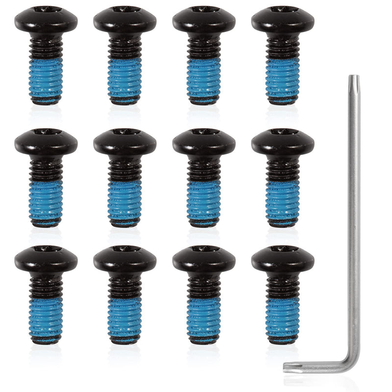 SPEEDWOX 12 Pcs Bicycle Rotor Screws, Disc Brake Rotor Bolts M5x10mm, MTB Rotor Bolts with T25 Star Wrench for Road Bike Mountain Bike Black - BeesActive Australia