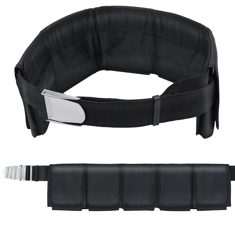Scuba Weight Belt with 5 Pockets, Quick-Release Buckle Diving Pocket Weight Belt Adjustable Snorkeling Webbing Weight Pouch Belt fit for Waist 32" to 52" - BeesActive Australia