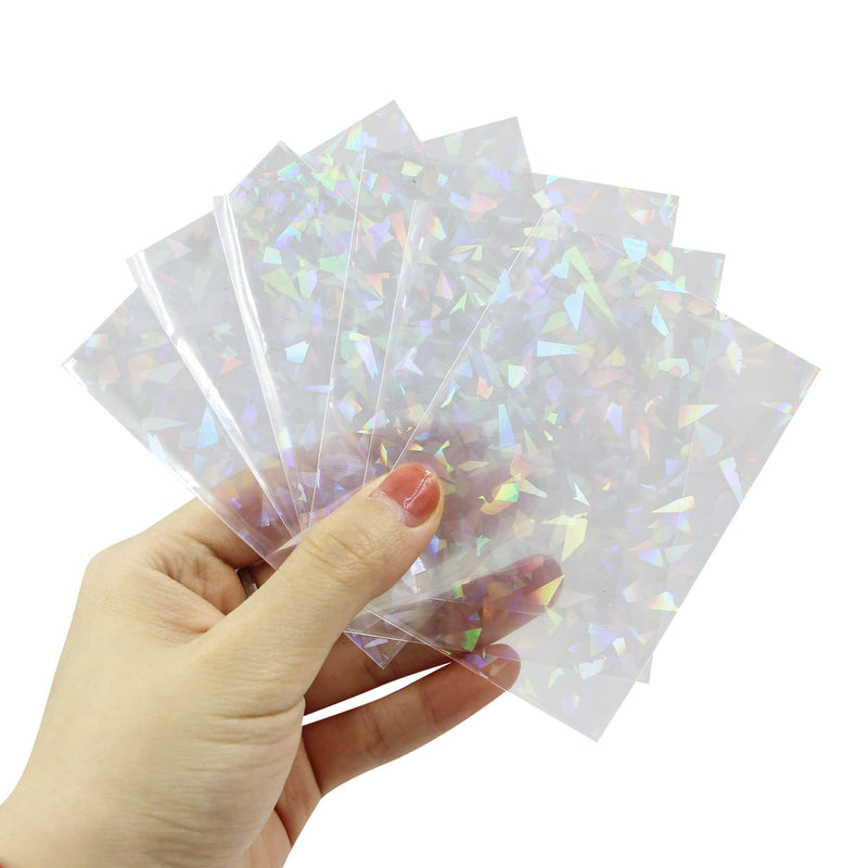 AIBEARTY 100PCS Rainbow Laser Flashing Card Film Holographic Top Loaded Photo Card Sleeves Gaming Card Protector for Board Games Card Case Broken Gemstone Glass 65x90mm - BeesActive Australia