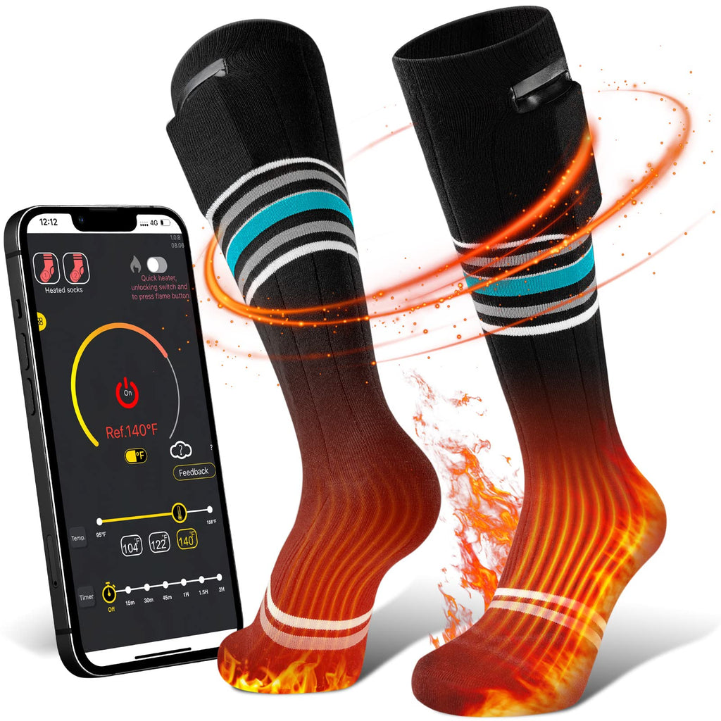 Heated Socks for Men Women Rechargeable Washable,Electric 5000 mAh Battery Foot Warmers,Bluetooth APP Remote Control,Working Hunting Camping Skiing Fishing - BeesActive Australia