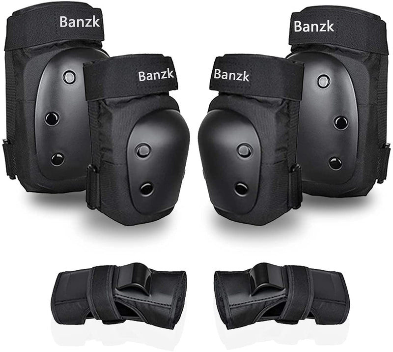 Kids/Adult Knee Pads Elbow Pads Wrist Guards 6 in 1 Protective Gear Set for Skateboarding Skating Biking Roller Skate Cycling BMX Bike Scooter Riding Sports (Small) Small (26-66lbs? Black - BeesActive Australia