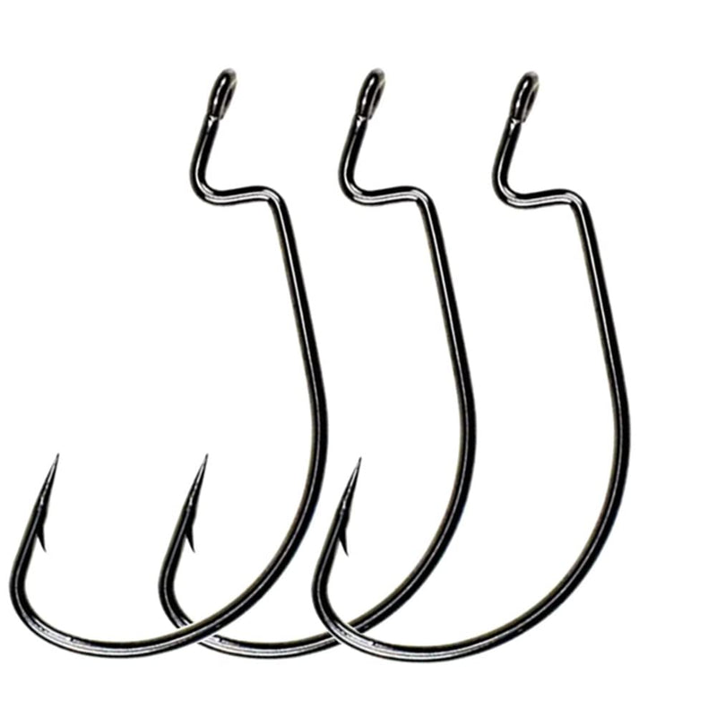 Cajoauis 100Pcs Offset Worm Fishing Hooks Black Jig Fish Hooks Size1# 2# 1/0 2/0 3/0 4/0 5/0 - BeesActive Australia