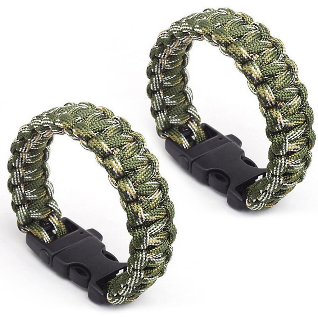 Outdoor Survival Knife Bracelet Set of 2 Easy to Open Clasp Men Women Bracelets Rope Braided with Parachute Cord - BeesActive Australia
