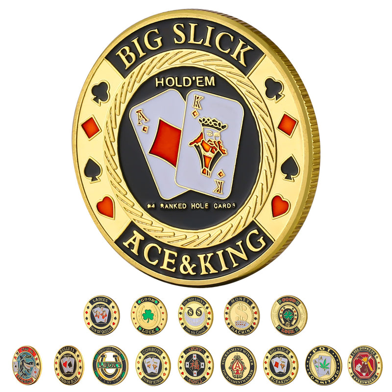 Poker Guard, Weights for Poker, Poker Gifts for Men, Poker Card Protector, Poker Accessories, Coin Collectibles, Poker Chips Coin with Plastic Case (Big Slick) - BeesActive Australia