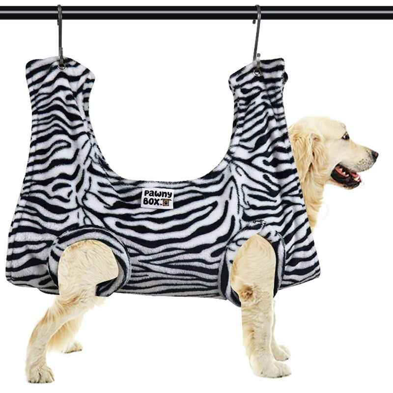 Pawny Box Pet Hammock for Grooming. Dogs and Cats Harness. Dog Holder. Ear, Eye and Nails Care. Hanging Harness. Restraint Bag. Breathable and Comfortable Hammock. Helper. Zebra Small - BeesActive Australia