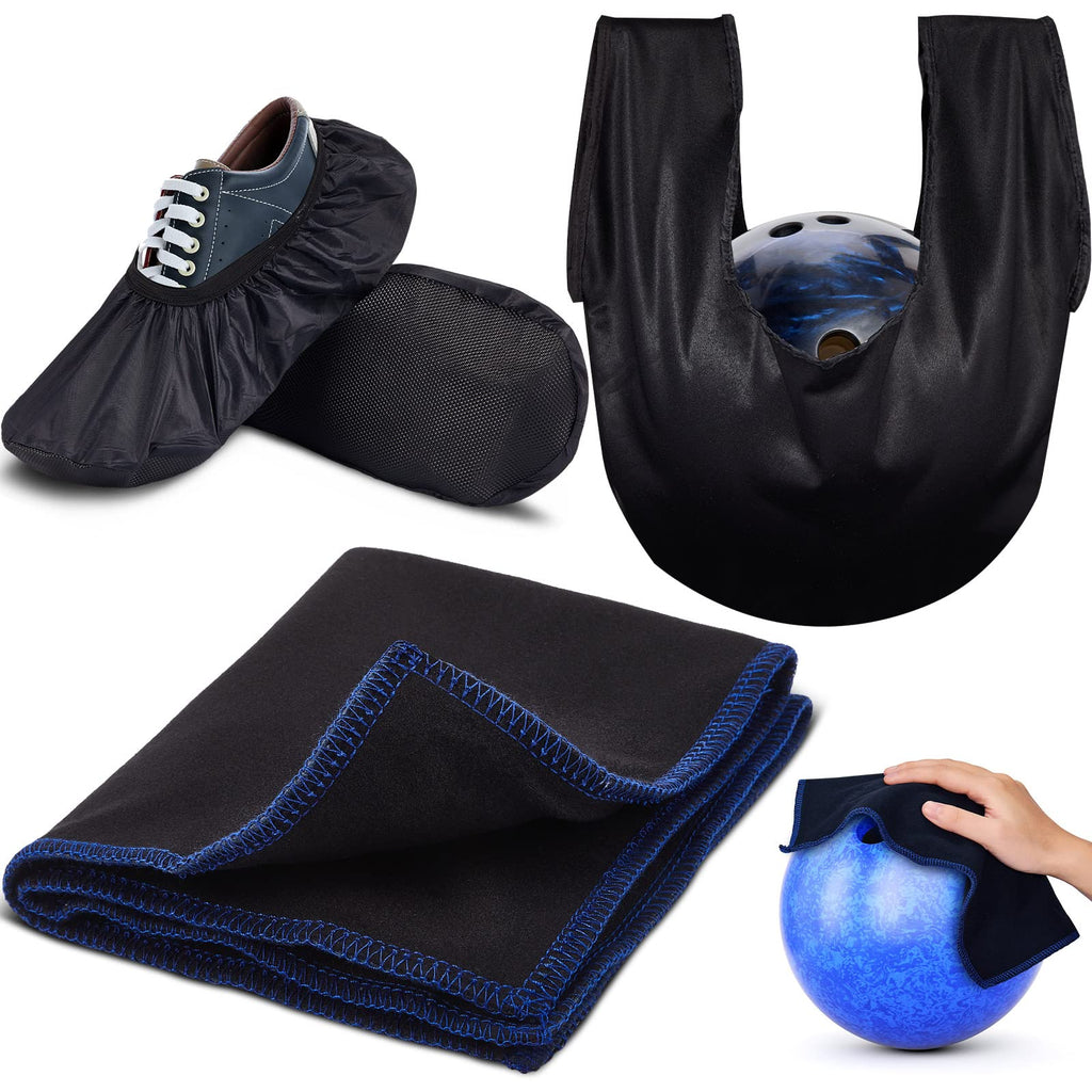 4 Pcs Bowling Accessories Kit Bowling Shoe Covers Non Slip Bowling Ball Seesaw Bowling Ball Cleaning Pad Microfiber Bowling Ball Shammy Leather Towel - BeesActive Australia