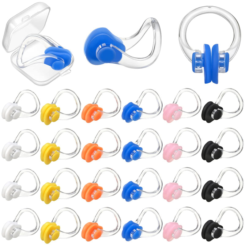 Flutesan 32 Pieces Waterproof Silicone Swimming Nose Clip Plugs Surfing Nose Clamp for Swimming Soft Latex Nasal Swimming Protector for Kids and Adults, 6 Colors - BeesActive Australia