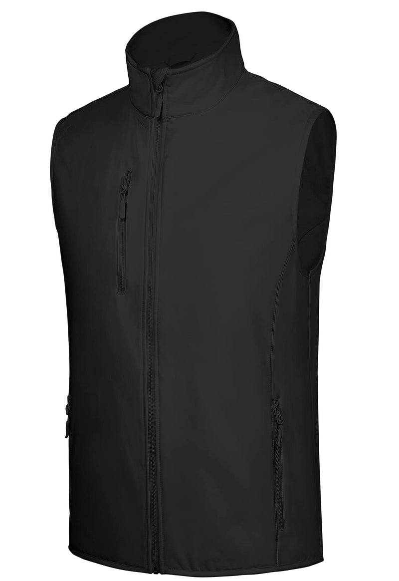 Fit Space Men's Lightweight Vest Softshell Sleeveless Windproof Jacket with Zipper Pcoket Cycling Travel Hiking Running Golf Black Small - BeesActive Australia