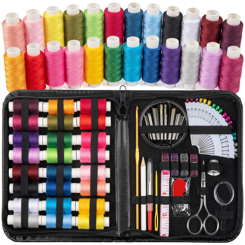 Sewing Kit for Adults and Kids 24 Color Threads Beginners Sewing Supplies Filled Sewing Needle and Thread Kit Scissors Thimble and Clips Etc for Travel Family Everyday or Emergency and DIY Sewing Kits Medium sewing kit - BeesActive Australia